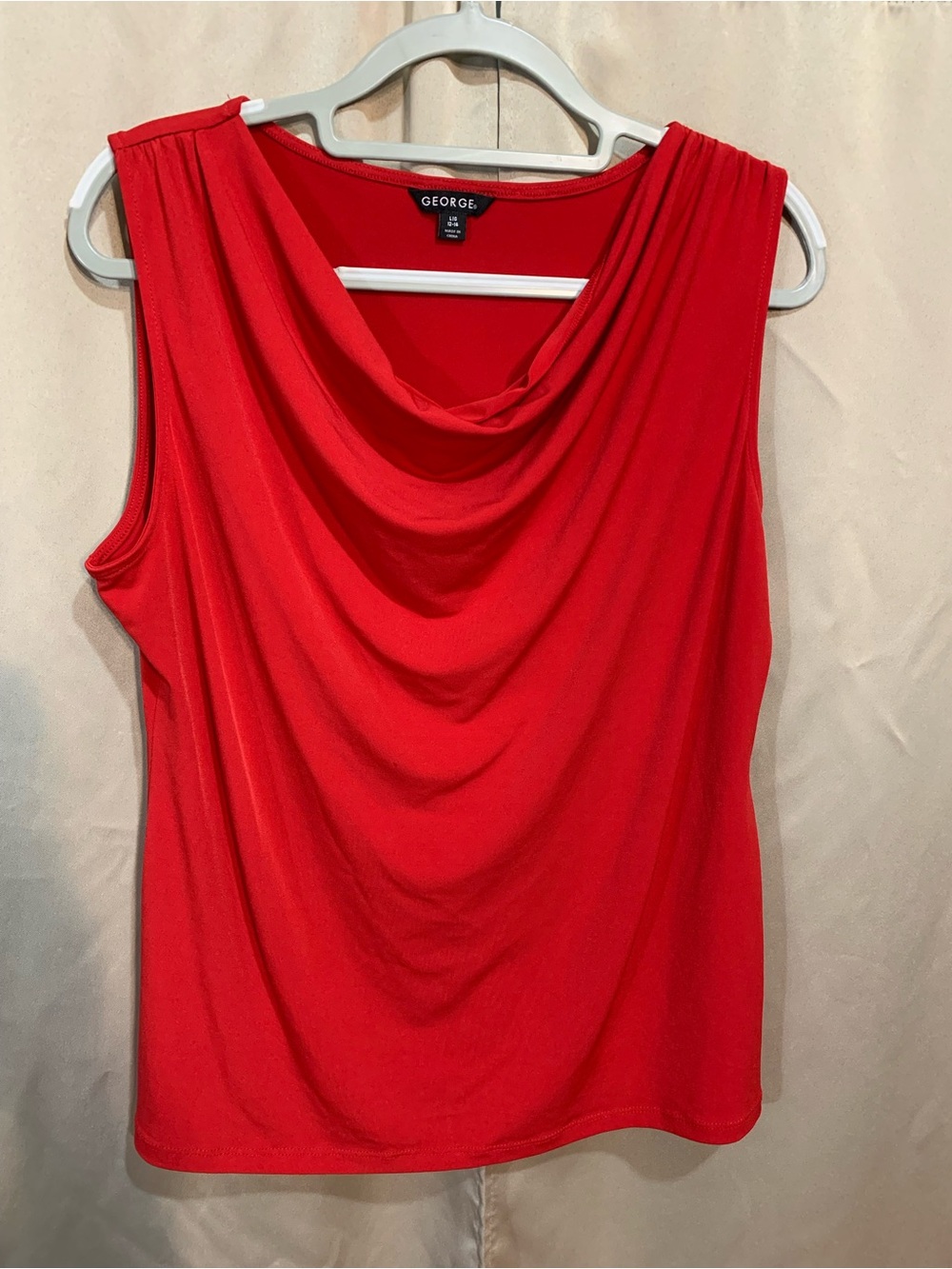 George Red Cowl Neck Sleeveless Tank #43/1